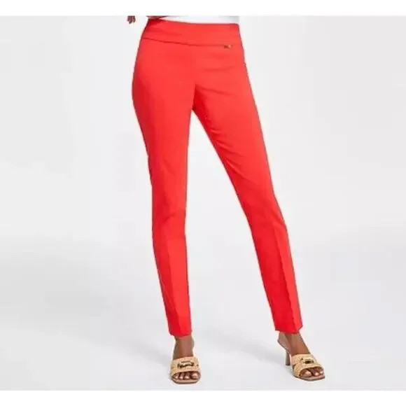 I.n.c. Concepts Women's Tummy-Control Mid-Rise Skinny Pants‎ Sz-0 Red - Picture 2 of 7
